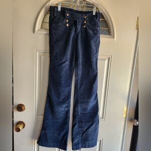 Citizens Of Humanity Womens Blue Corduroy Flare Pant Sz 25 Button Detail Pockets